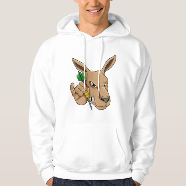 Kangaroo als Dart-Spieler mit Dart Hoodie (Vorderseite)
