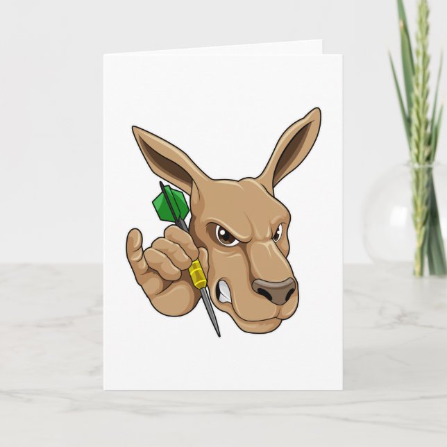 Kangaroo als Dart-Spieler mit Dart Karte (Vorderseite)