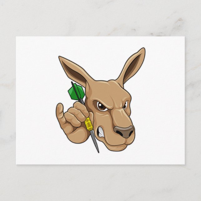 Kangaroo als Dart-Spieler mit Dart Postkarte (Vorderseite)