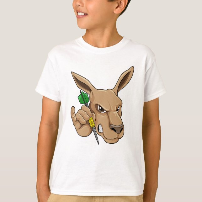Kangaroo als Dart-Spieler mit Dart T-Shirt (Vorderseite)