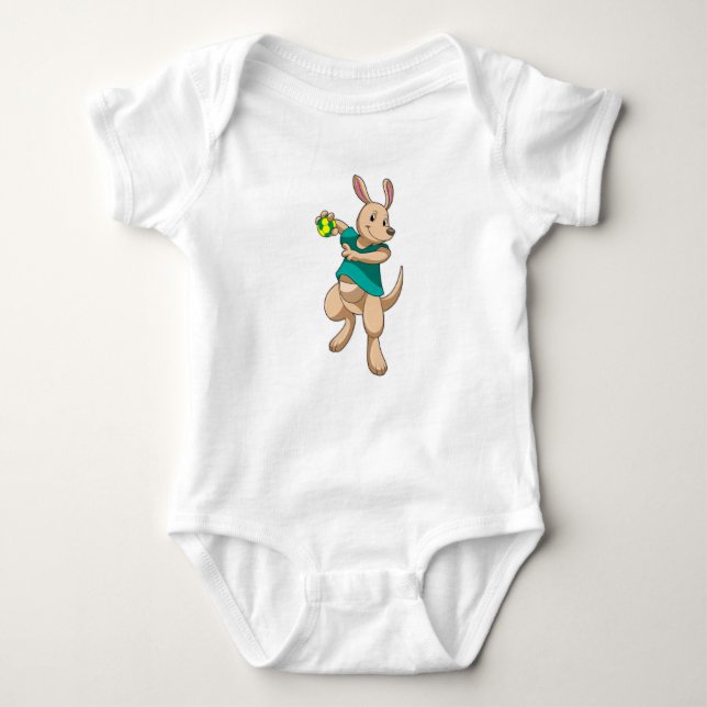 Kangaroo als Handballspieler mit Handball Baby Strampler (Vorderseite)