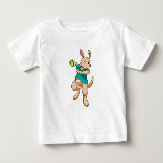 Kangaroo als Handballspieler mit Handball Baby T-shirt (Vorderseite)