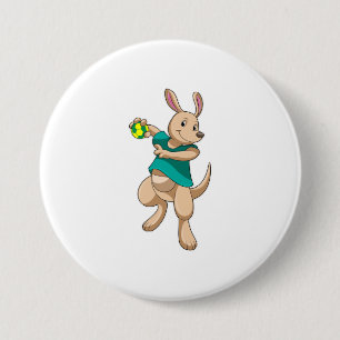 Kangaroo als Handballspieler mit Handball Button