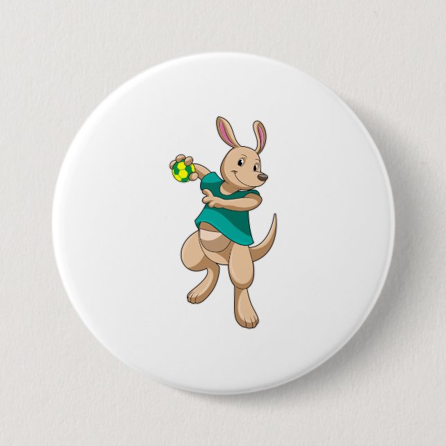 Kangaroo als Handballspieler mit Handball Button (Vorderseite)