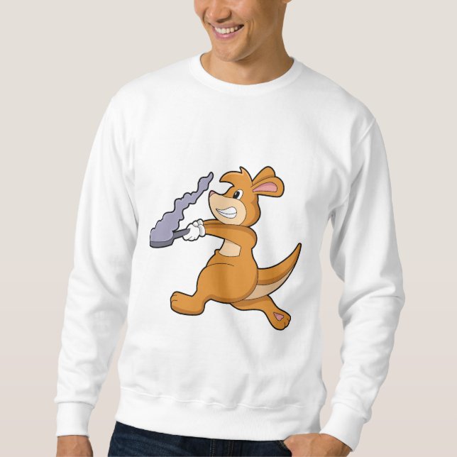 Kangaroo als Koch mit Pan Sweatshirt (Vorderseite)