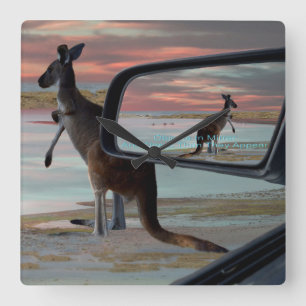 Kangaroo am Strand, Quadratische Wanduhr