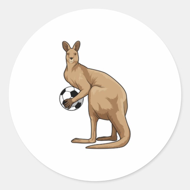 Kangaroo at Soccer Sports Runder Aufkleber (Vorderseite)