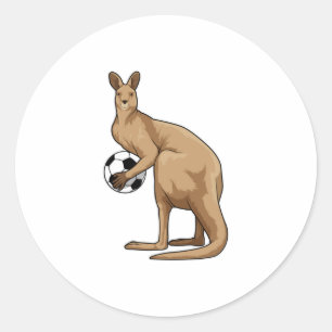 Kangaroo at Soccer Sports Runder Aufkleber