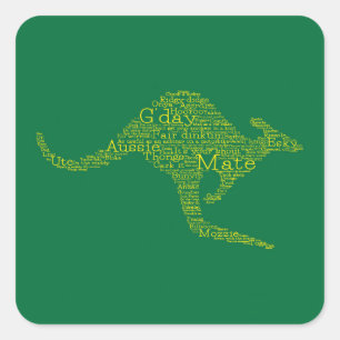 Kangaroo aus australischer Slang Quadratischer Aufkleber