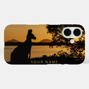 Kangaroo Australia Black & Gold Sunset Silhouette iPhone 16 Hülle