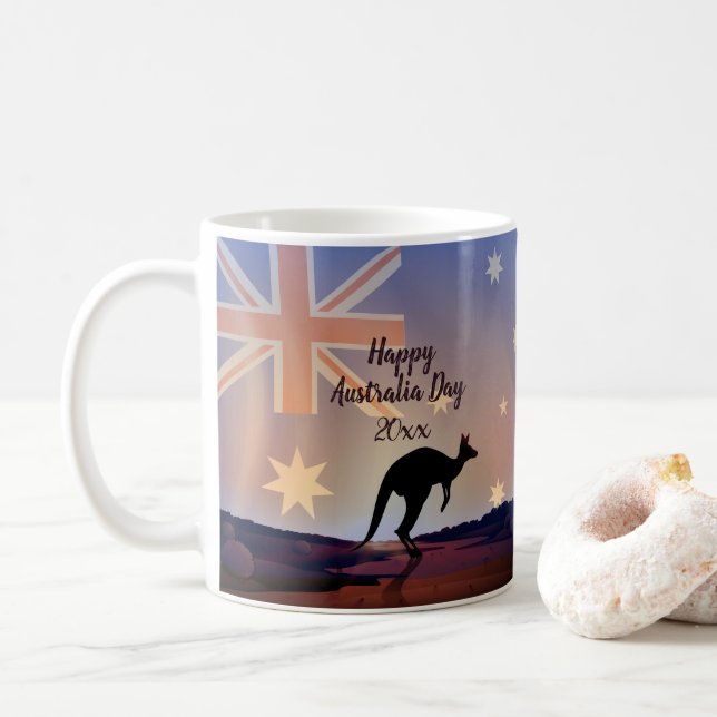 Kangaroo Australia Day Kaffeetasse (Mit Donut)