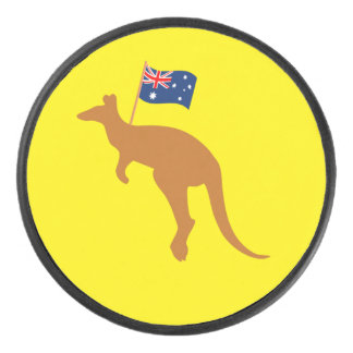 Kangaroo-Australia-Flagge gelb Eishockey Puck