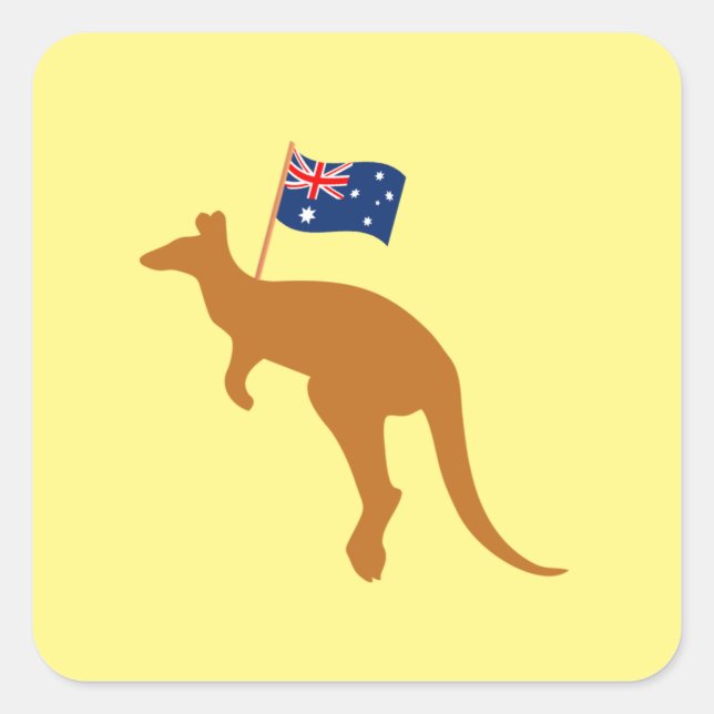 Kangaroo-Australia-Flagge gelb Quadratischer Aufkleber (Vorderseite)