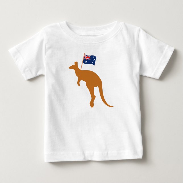 Kangaroo-Australia-Flagge weiß Baby T-shirt (Vorderseite)