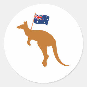 Kangaroo-Australia-Flagge weiß Runder Aufkleber