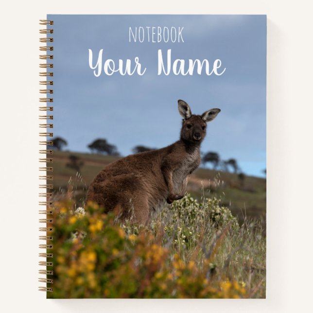 Kangaroo Australia Frühlingsblumen Doppelseitig Notizbuch (Vorderseite)