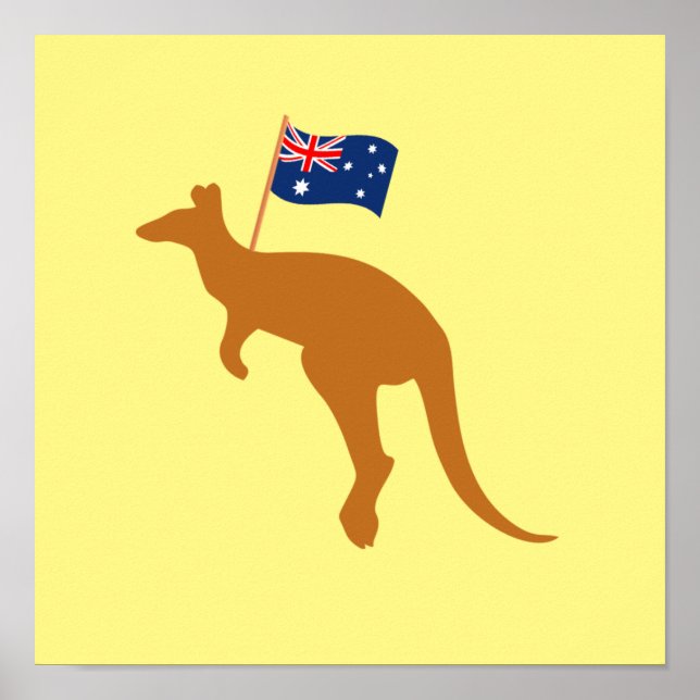 Kangaroo australia gelbes Quadrat Poster (Vorne)
