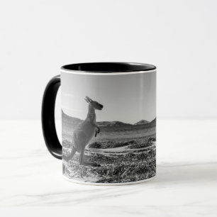 Kangaroo Australia Lucky Bay Black and White Foto Tasse