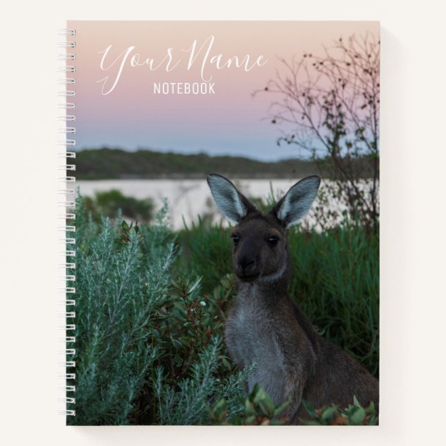 Kangaroo Australia Pink Sunset Double Side Foto Notizbuch (Vorderseite)