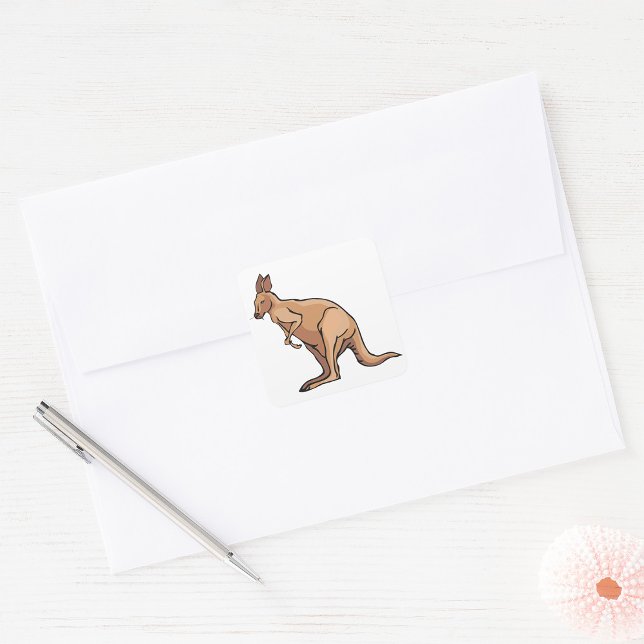 Kangaroo Australian Wildlife Square Sticker (Von Creator hochgeladen)
