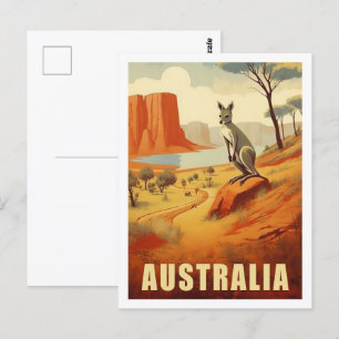 Kangaroo Australien Berühmter Vintage Travel Place Postkarte