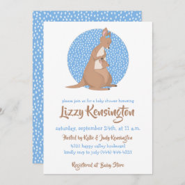 Kangaroo Baby Dusche Blaues Muster Einladung