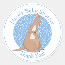 Kangaroo Baby Shower Blue Vielen Dank Runder Aufkleber