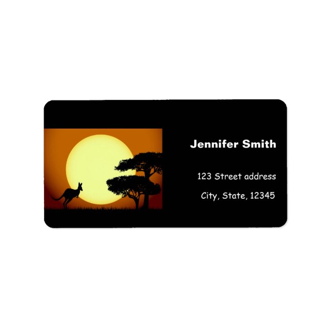 Kangaroo bei Sonnenuntergang Adressaufkleber (Vorne)