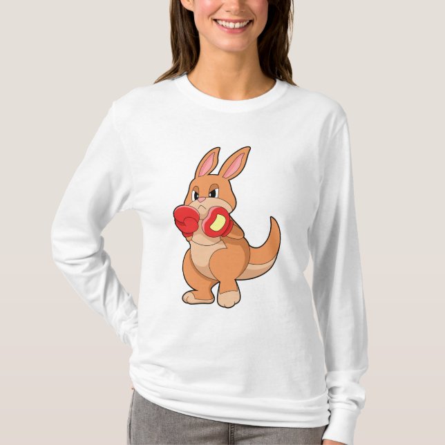 Kangaroo beim Boxen mit Boxhandschuhen T-Shirt (Vorderseite)