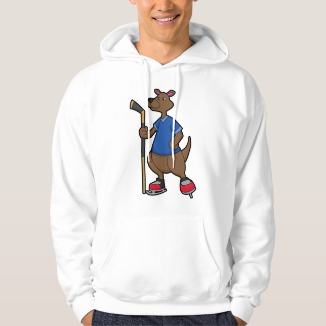 Kangaroo beim Eishockey mit Eishockeyschläger Hoodie (Vorderseite)
