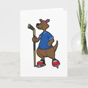 Kangaroo beim Eishockey mit Eishockeyschläger Karte