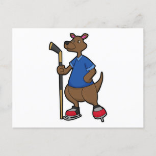 Kangaroo beim Eishockey mit Eishockeyschläger Postkarte