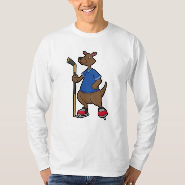 Kangaroo beim Eishockey mit Eishockeyschläger T-Shirt (Vorderseite)