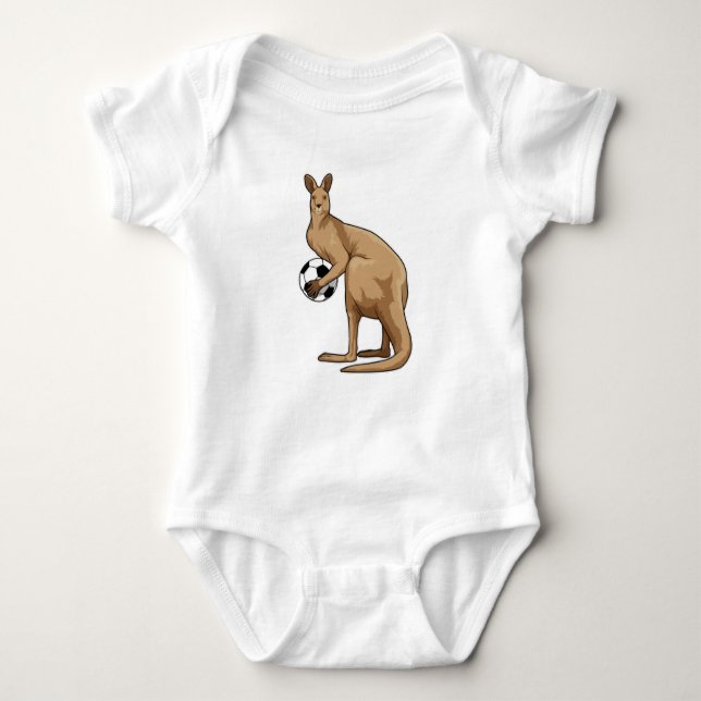 Kangaroo beim Fußballsport Baby Strampler (Vorderseite)