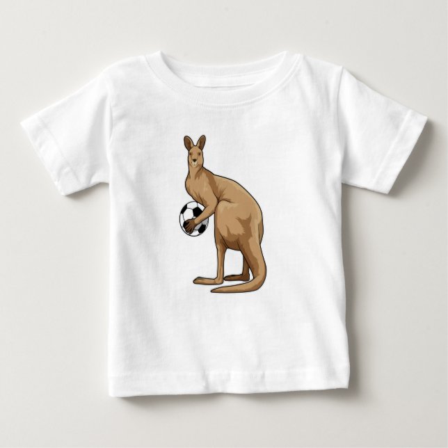 Kangaroo beim Fußballsport Baby T-shirt (Vorderseite)