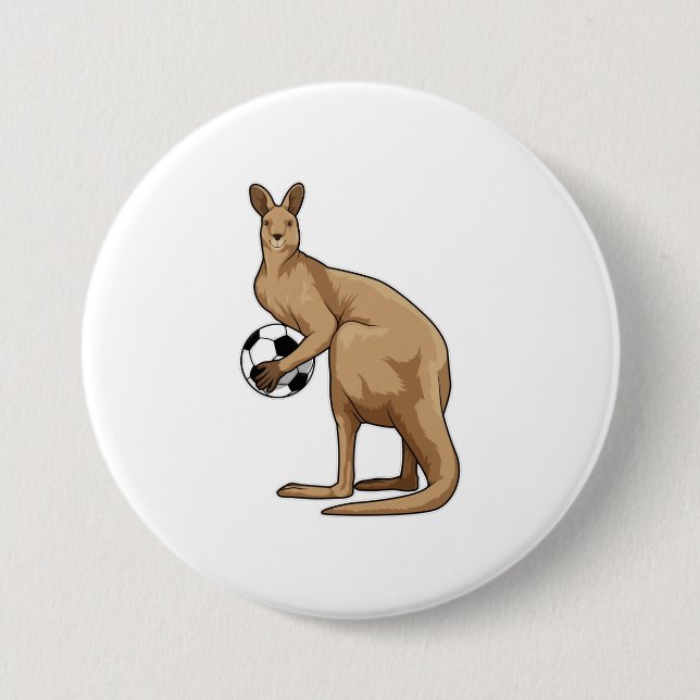 Kangaroo beim Fußballsport Button (Vorderseite)