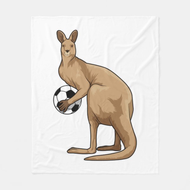 Kangaroo beim Fußballsport Fleecedecke (Vorderseite)