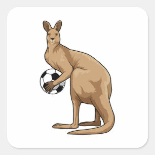 Kangaroo beim Fußballsport Quadratischer Aufkleber