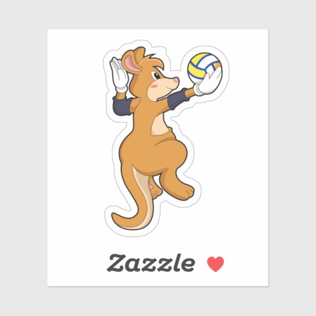 Kangaroo beim Volleyballsport Aufkleber (Blatt)