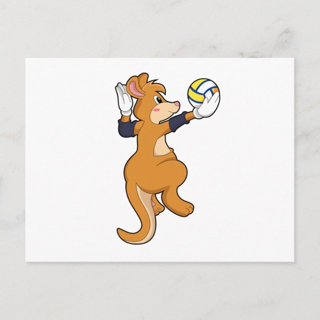 Kangaroo beim Volleyballsport Postkarte (Vorderseite)