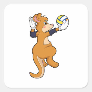 Kangaroo beim Volleyballsport Quadratischer Aufkleber