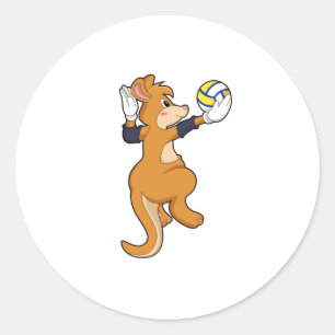 Kangaroo beim Volleyballsport Runder Aufkleber