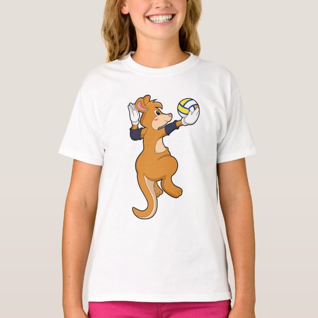 Kangaroo beim Volleyballsport T-Shirt (Vorderseite)