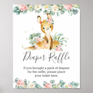 Kangaroo Blumengrün Kinderdusche Windelwindeln Poster