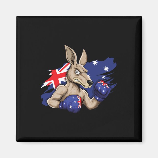 Kangaroo Boxer Boxing Australian Flag Liebe Austra Magnet (Vorne)