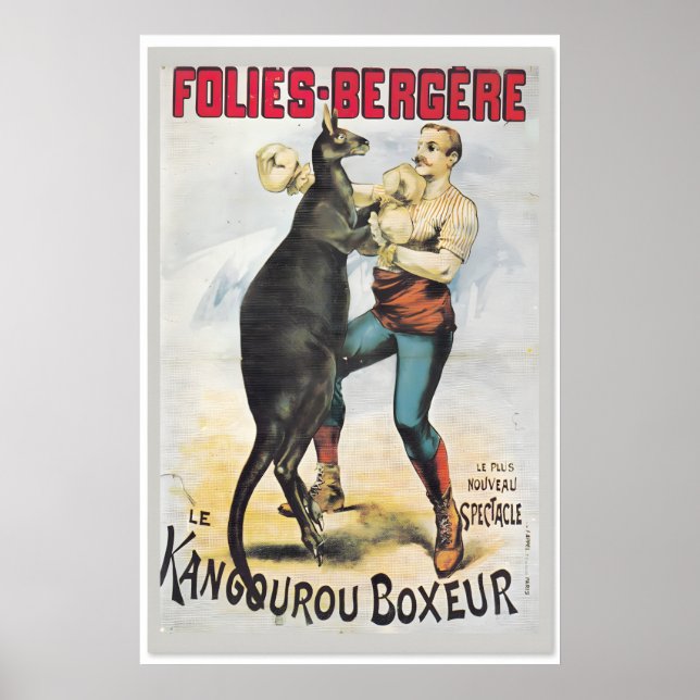 Kangaroo Boxing - 1890s Vintage Style French Art Poster (Vorne)