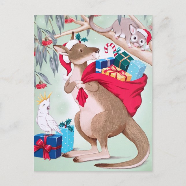 Kangaroo Christmas - Australische Weihnachtskunst Postkarte (Vorderseite)