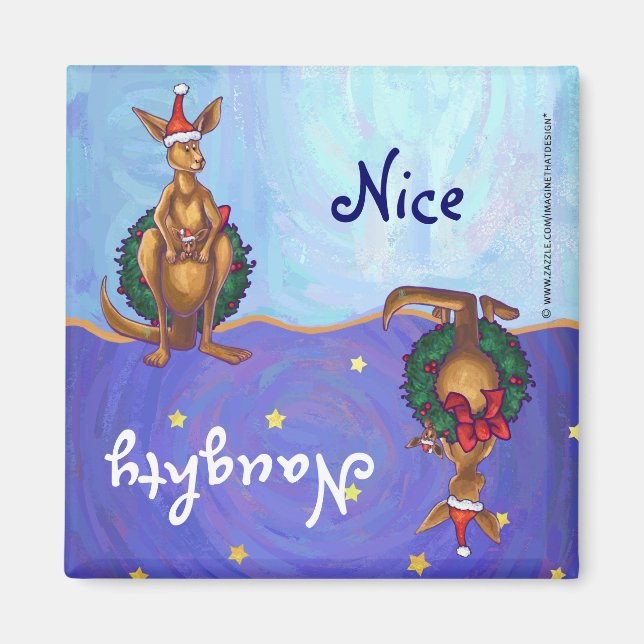 Kangaroo Christmas Starry Night Magnet (Vorne)