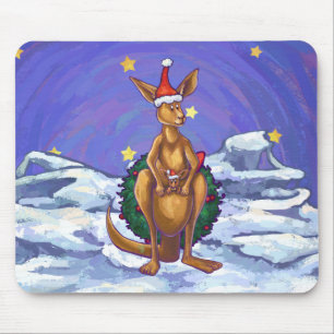 Kangaroo Christmas Starry Night Mousepad