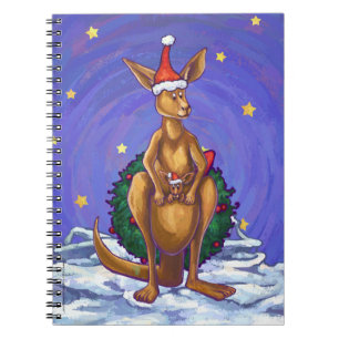 Kangaroo Christmas Starry Night Notizblock